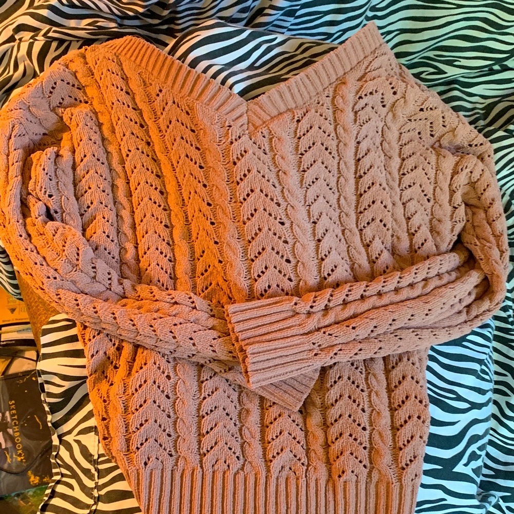 moon & madison Peach V-Neck Sweater